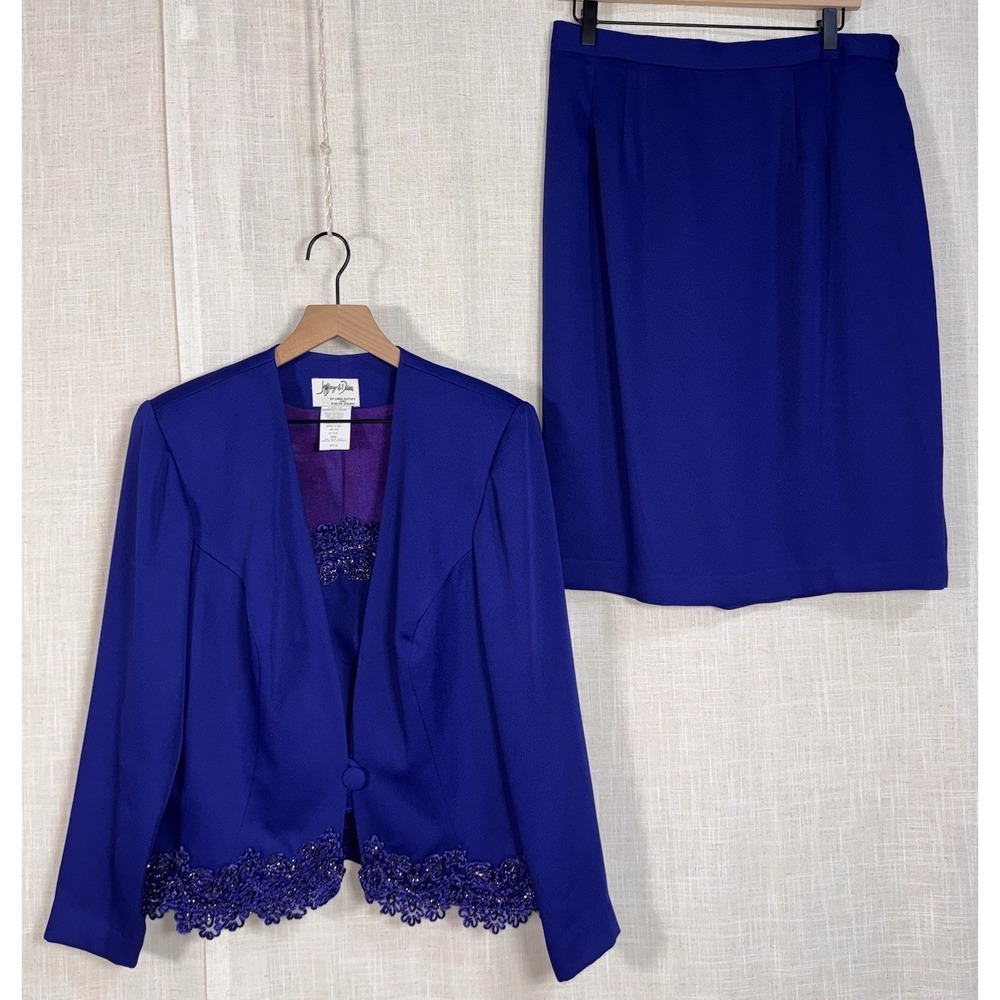 Vtg Jeffrey & Dara Linda Hutley Evelyn Socias Suit Set Skirt Blazer Women's 14